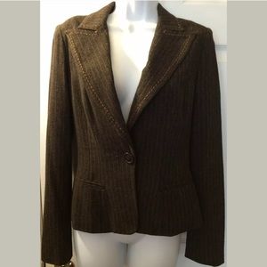 NANETTE LEPORE Wool Blazer striped gray brown Bow